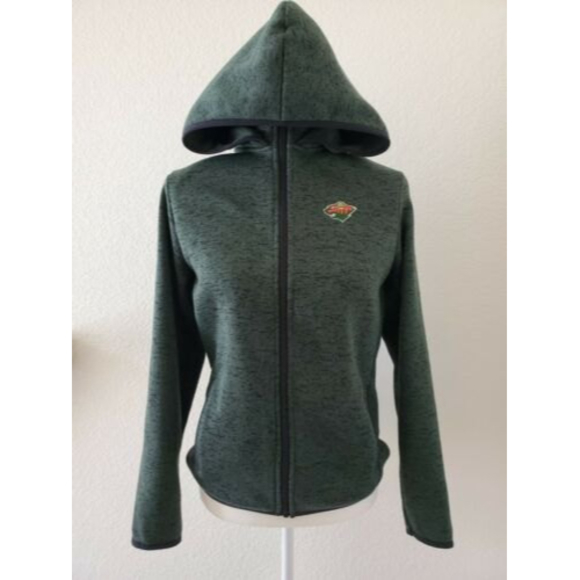 NHL Minnesota Wild Women's Size Medium Full Zip Fleecy Green Jacket w/Ho… - Picture 2 of 7